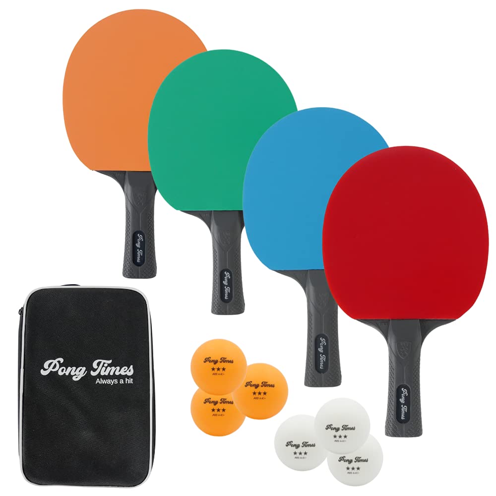 RangeHAWK Plastic Ping Pong Paddles - Complete Set of 4 Durable Multi-Color, Blue, Red, Green, Yellow Paddles for Kids or Outdoor Tables at Camp, Vacation, Rec