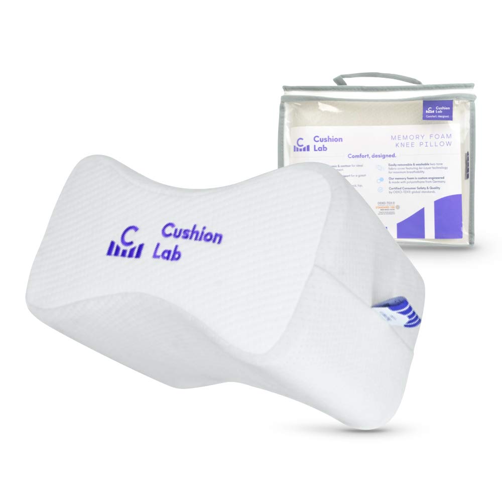 Sleepgram High Density Foam Contour Knee Pillow with Outer Cooling Cover, Gray