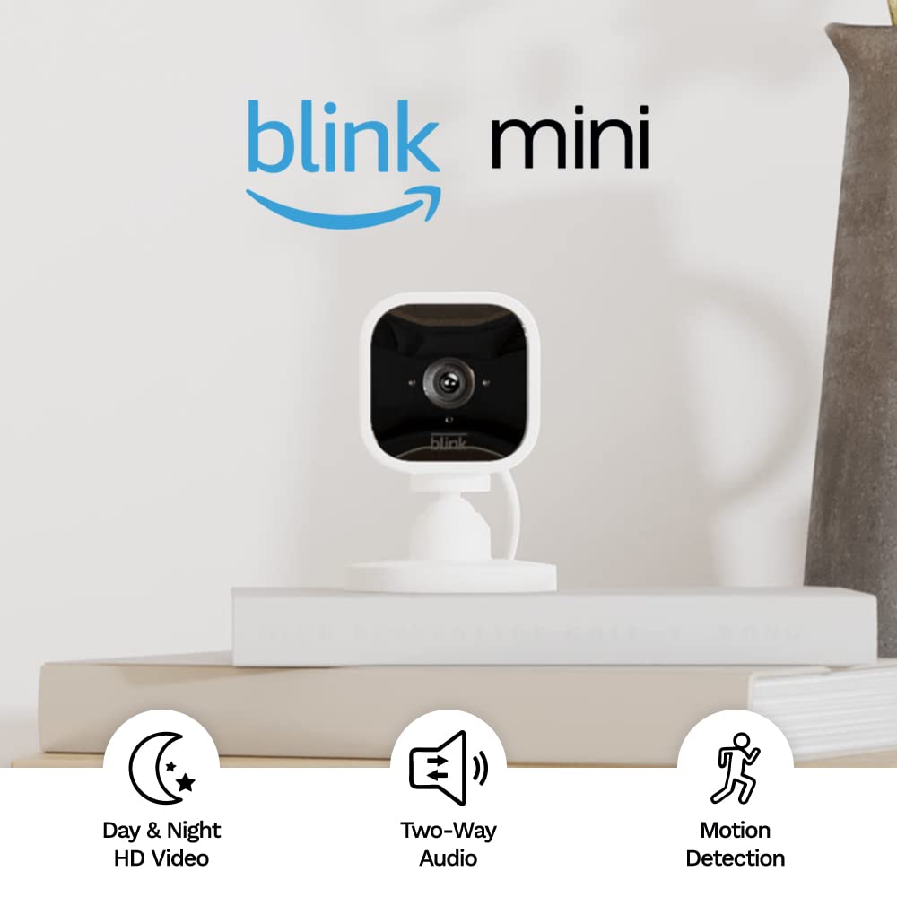 Blink Mini Compact indoor plug-in smart security camera, 1080p HD