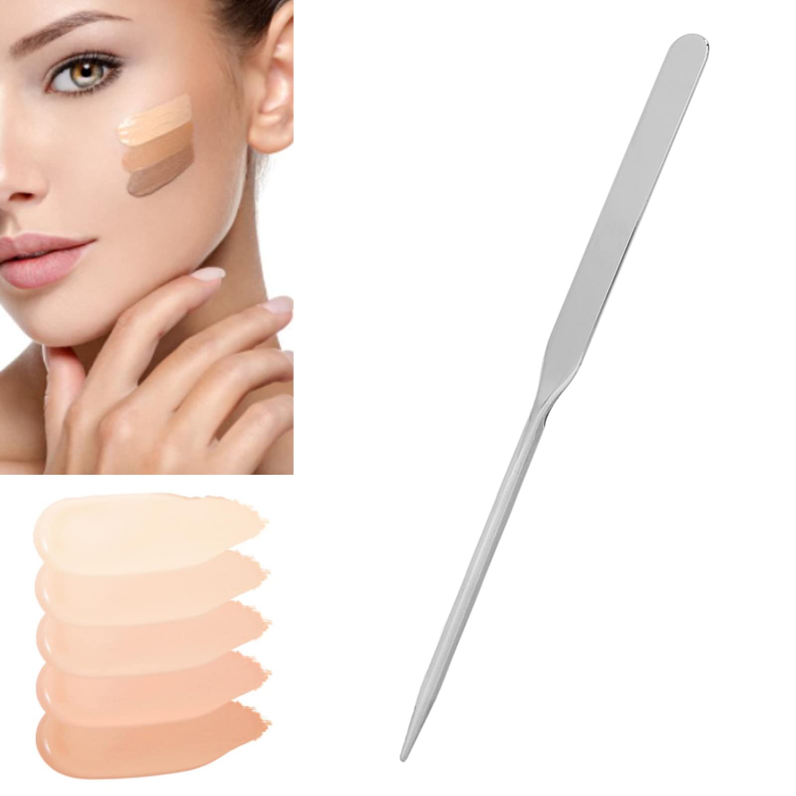3PCS Stainless Steel Laboratory Semi Micro Spatula Paint Palette Makeup