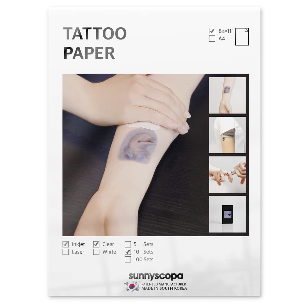 Printable Temporary Tattoos Paper 5 Sets 8.5x11 Size DIY Tattoos Transfer  Paper Decal Paper for Inkjet Printer 