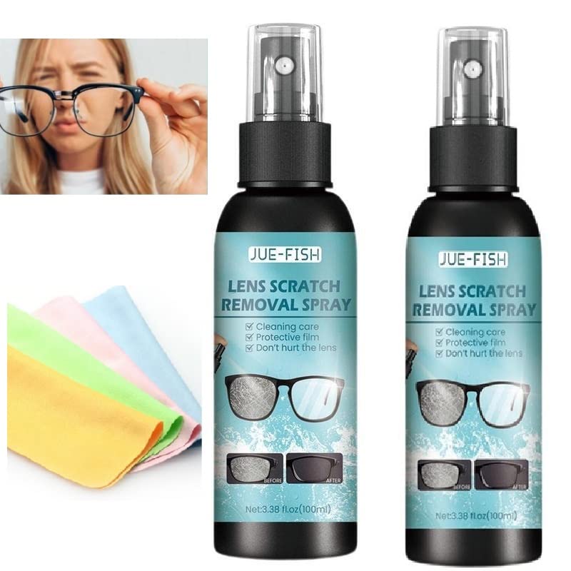 AZIZAT 2023 New Eyeglass Lens Buff Scratch Remover Kit, Eyeglass Deep  Scratch Repair Solution, Cleaning Spray for Plastic Lens, Eyeglass Cleaning  Tools for Lenses Screens, 100ml