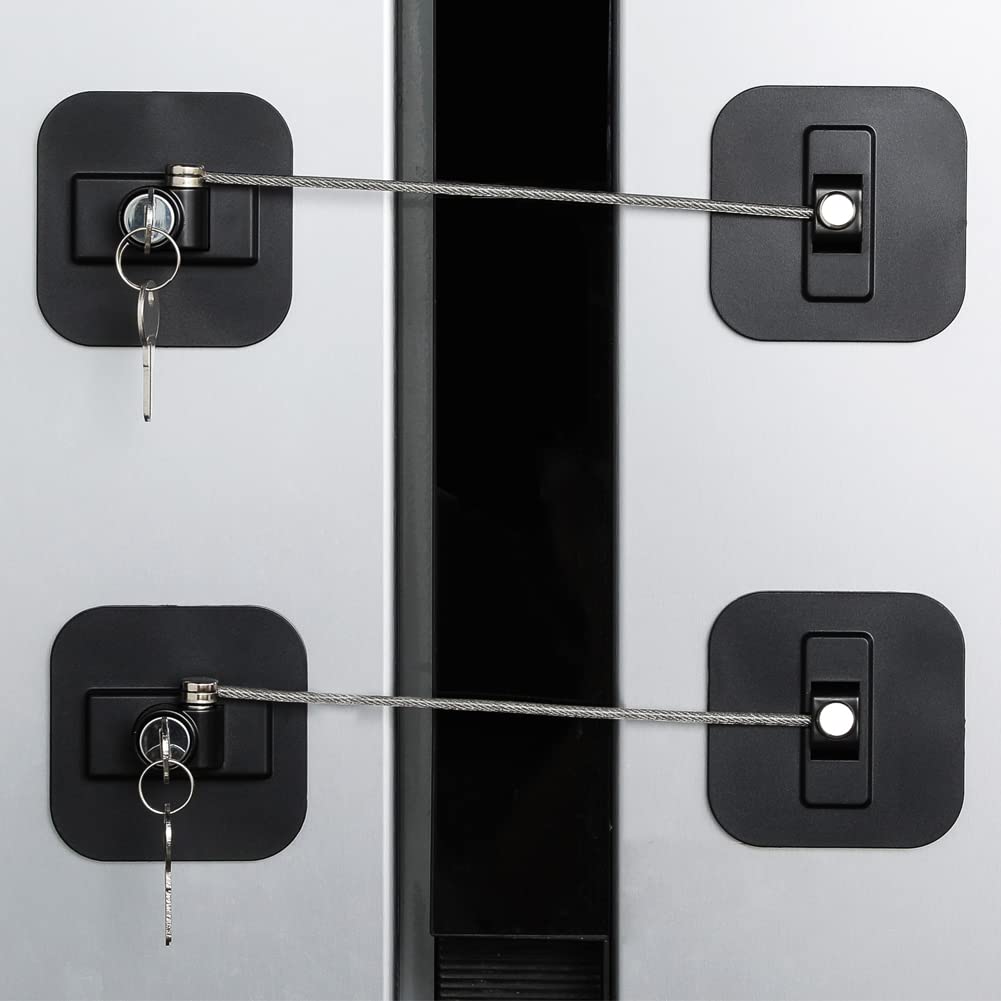 2 Pcs High-end Fridge Locks, Keep Your Food and Kids Safe with Our Refrigerator  Lock - No Keys Needed, Combination Lock for Fridge, Pantry, and Cabinet  (Black, Square)