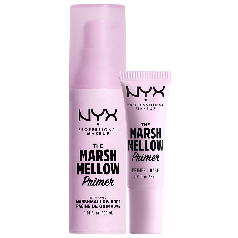 NYX Professional Makeup The Marshmellow Primer Set Makeup Primer Base  Skin-Focused Primer for Smooth & Even Complexion Marshmallow Root Vegan  Formula Regular and Mini Size 30 ml and 8 ml Marshmellow Duo