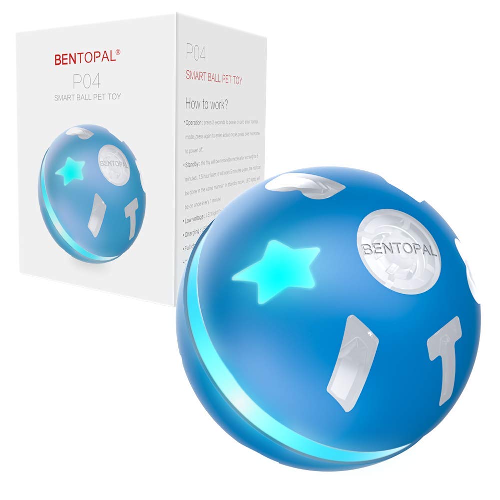 BENTOPAL Interactive Dog Toy Wicked Ball for Indoor Cats/Dogs with Motion  Activated/USB Rechargeable Blue