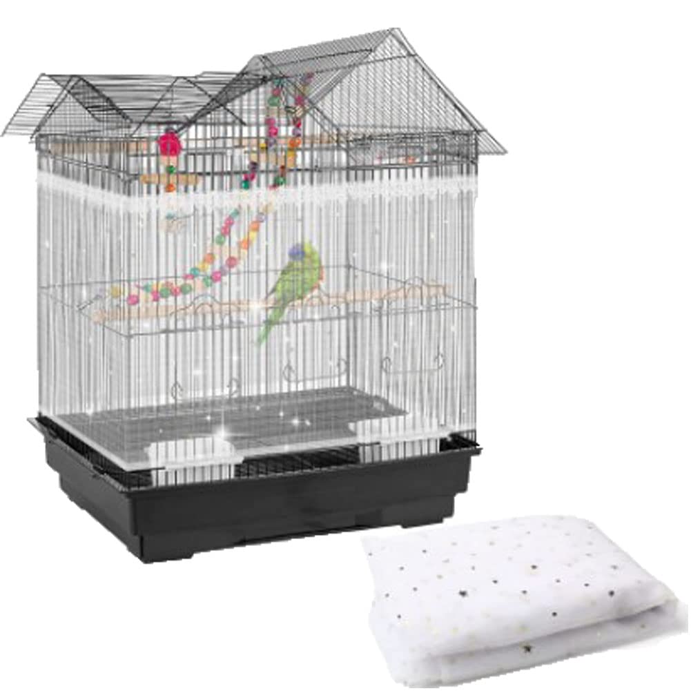 Adjustable Bird Cage Net Seed Feather Catcher, Airy Nylon Star
