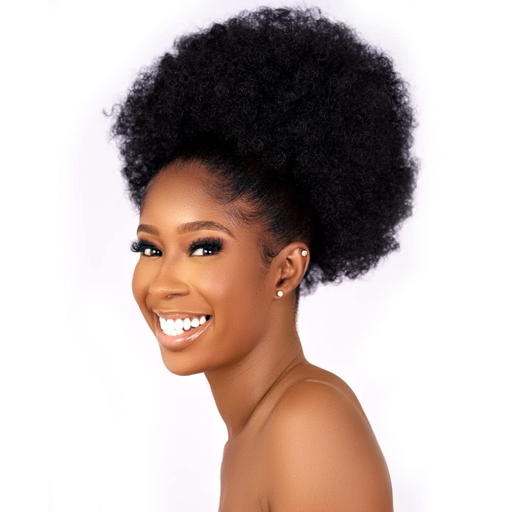 Melanair Afro Puff Drawstring Ponytail Extension for Black Women Synthetic  Short Afro Kinkys Curly Afro Bun