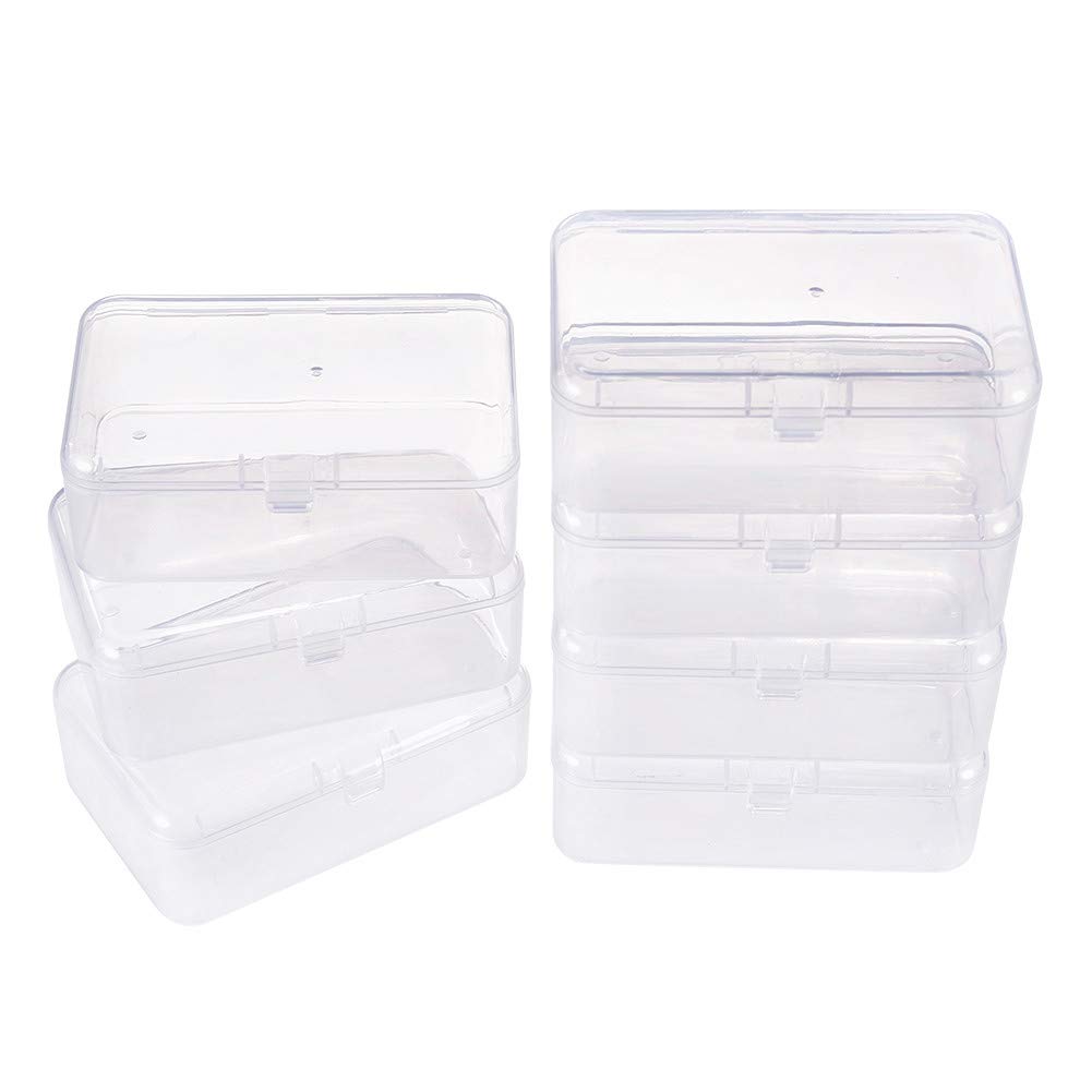 BENECREAT 10 PACK Rectangle Clear Plastic Bead Storage Containers Box Case  with lid for Items, Earplugs, Pills, Tiny Findings - 3.7x2.5x1 Inches 