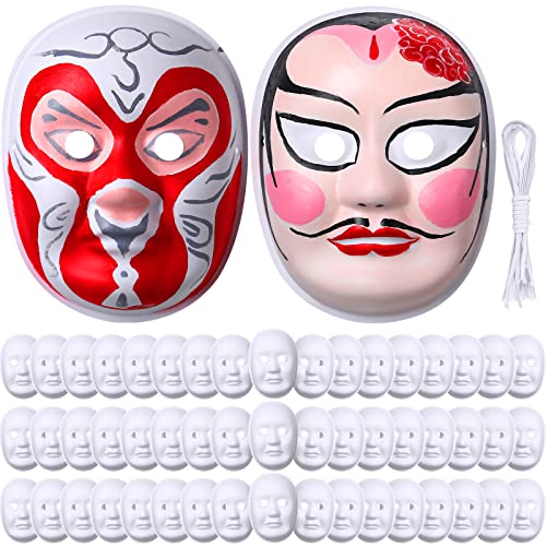 50 Pieces Paper Mache Mask for Craft Blank White Mask to Decorate Paintable  Mask Costume DIY Full Face Mask Opera Mask for Masquerade Decoration Art  Cosplay Dance Party Halloween Women Men Kids