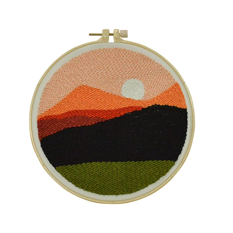 Punch Needle Kit Rug Set Embroidery Kits for Beginner Starter Kits with  Stamped Color Pattern Instruction Yarn Adjustable Pen Hoop for Rug Hooking  DIY Tools Set(Sunrise on Mountain)