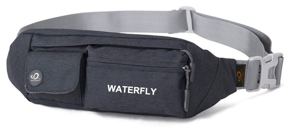 WATERFLY Hiking Waist Bag Fanny Pack with Water Bottle Holder for Men Women  Running & Dog Walking Fit All Phones