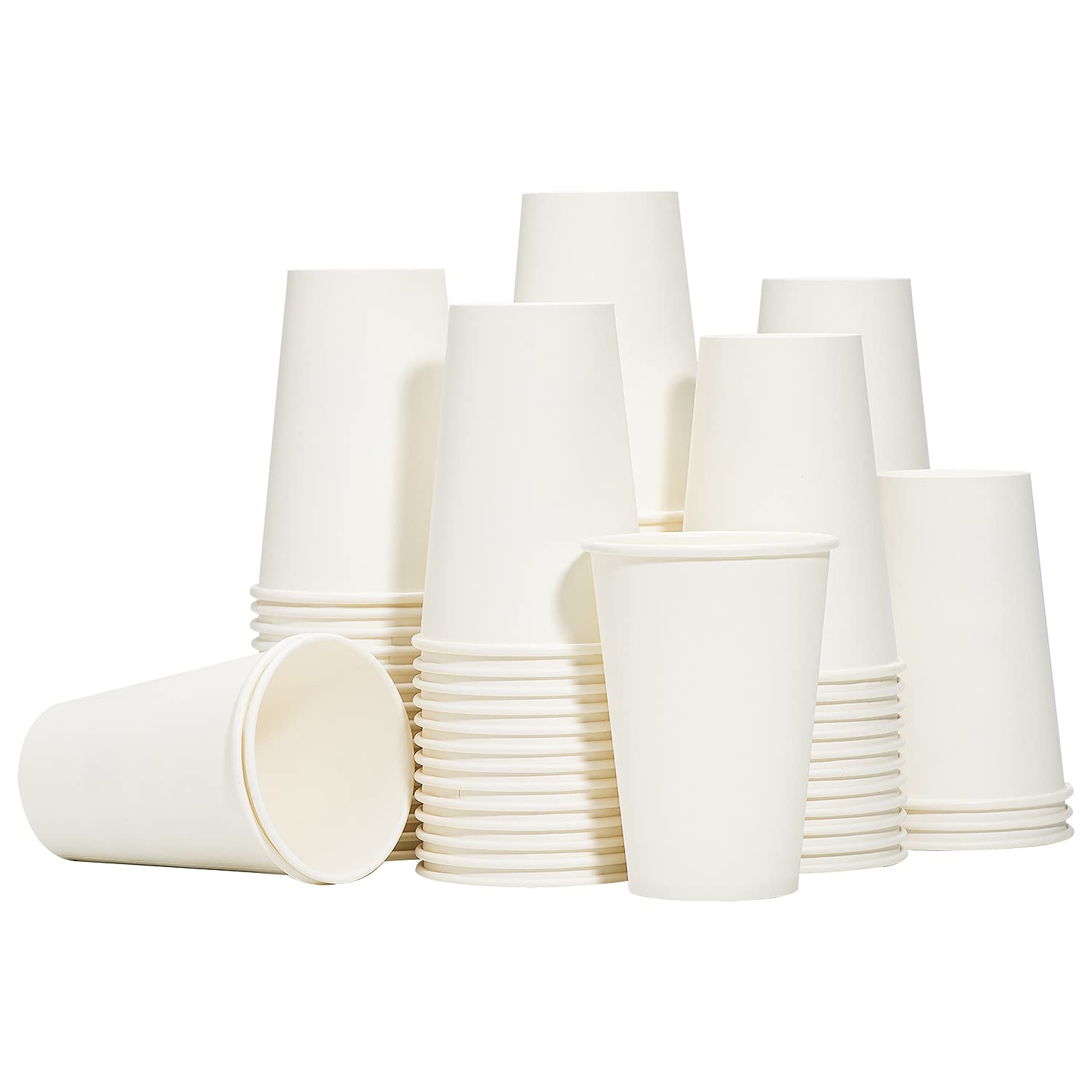 RACETOP Disposable Paper Coffee Cups 12 oz 100 Pack,12 oz White