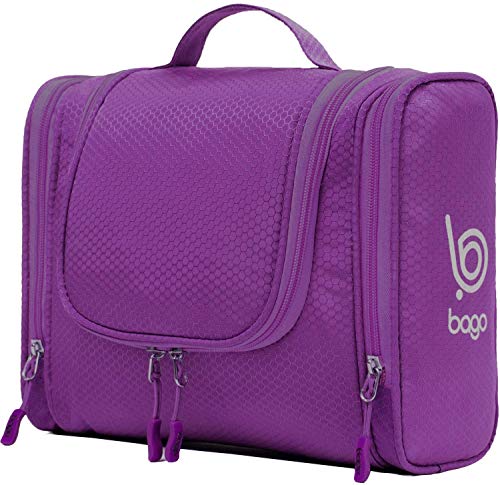 bago Travel Toiletry Bag for Women and Men - Large Waterproof Hanging Large  Toiletry Bag for Bathroom and Travel Bag for Toiletries Organizer -Travel  Makeup Bag Large .Purple