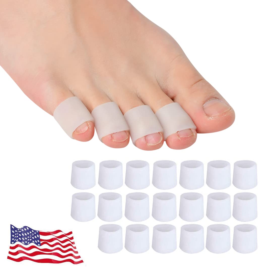 Gel Toe Protectors 20 PCS Open Toe Sleeves for Pinky Toe Bunion
