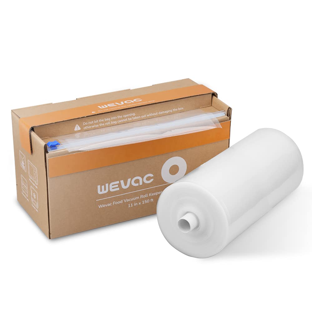 Wevac 11 x 150 Food Vacuum Seal Roll Keeper with Cutter Ideal Vacuum Sealer  Bags for Food Saver BPA Free Commercial Grade Great for Storage Meal prep  and Sous Vide 11 x 150