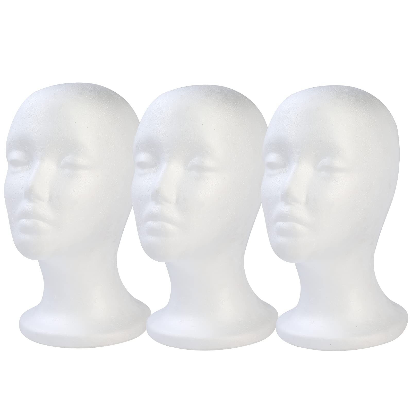 3 Pcs Foam Wig Head, Female Styrofoam Mannequin Hairpieces Stand