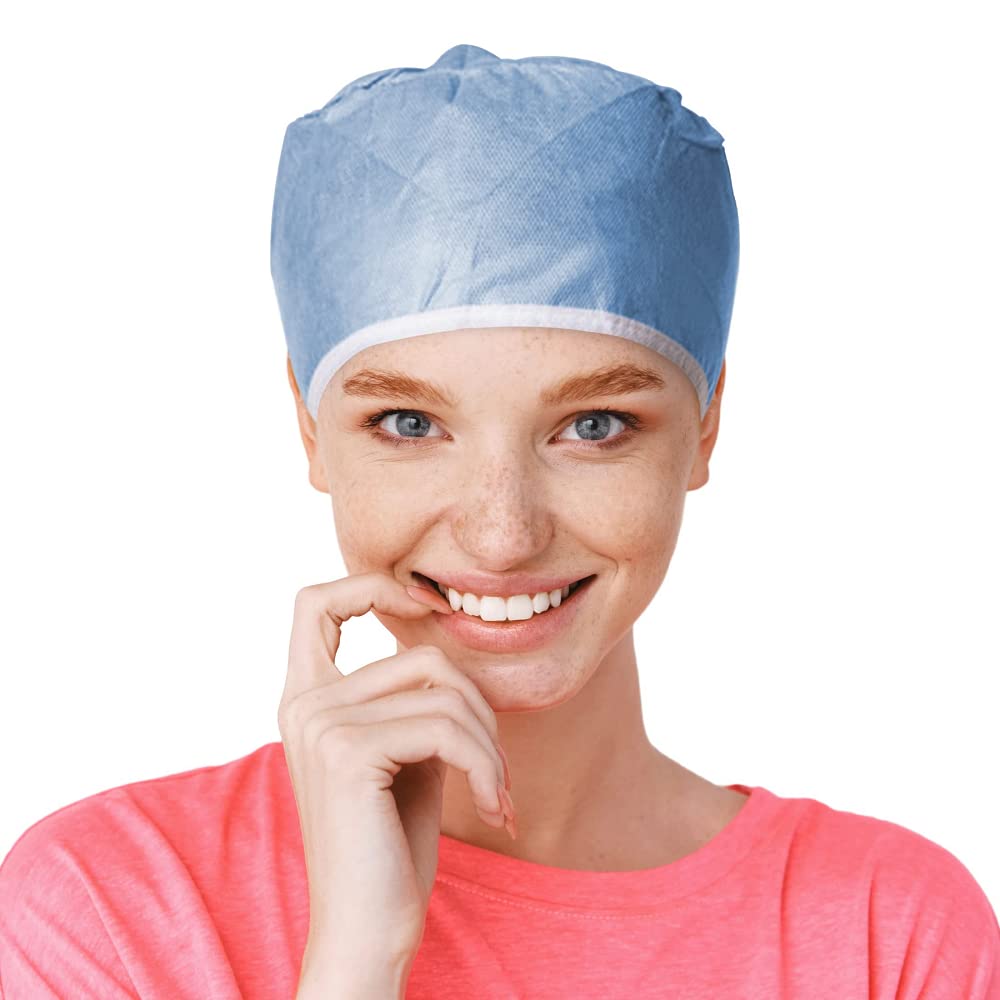 EZGOODZ Disposable Surgical Caps One Size Pack of 100 Blue Disposable