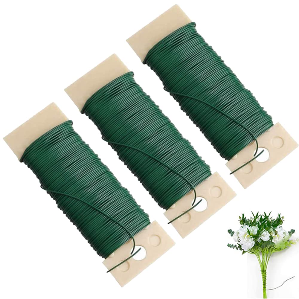 3 Pack Floral Wire -118 Yards 22 Gauge (Green) Flexible Wire Paddle Wire  for Crafts Christmas Wreaths Tree Garland and Floral Flower Arrangements