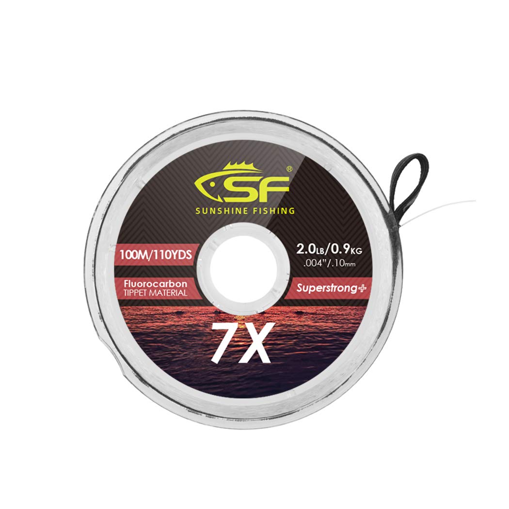 SF Clear Fluorocarbon Tippet Line with Holder Fly Fishing Tippets Leaders  Trout 0X 1X 2X 3X