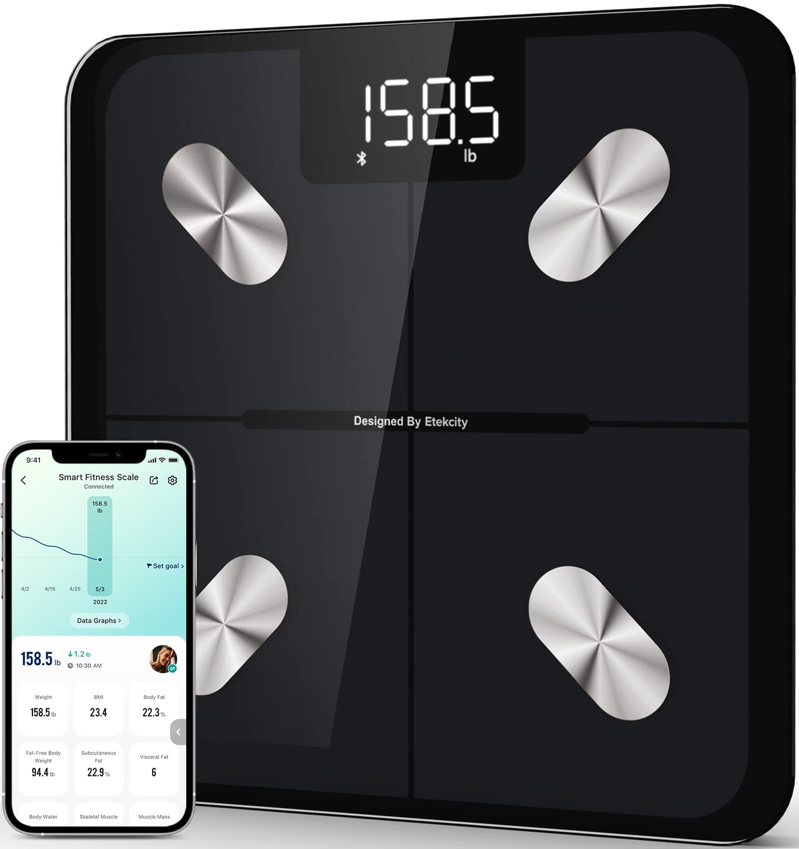 Etekcity Scale for Body Weight, Smart Digital Bathroom Weighing Scales with  Body Fat and Water Weight for People, Bluetooth BMI Electronic Body  Analyzer Machine, 400lb - Yahoo Shopping