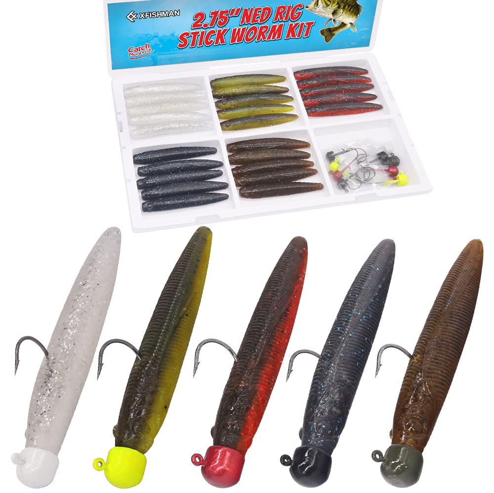 Ned-Rig-Kit-Finesse-Baits-Soft-Plastic-Worms-Fising-Lure for Bass Stick  Swimbait Minnow Crawfish