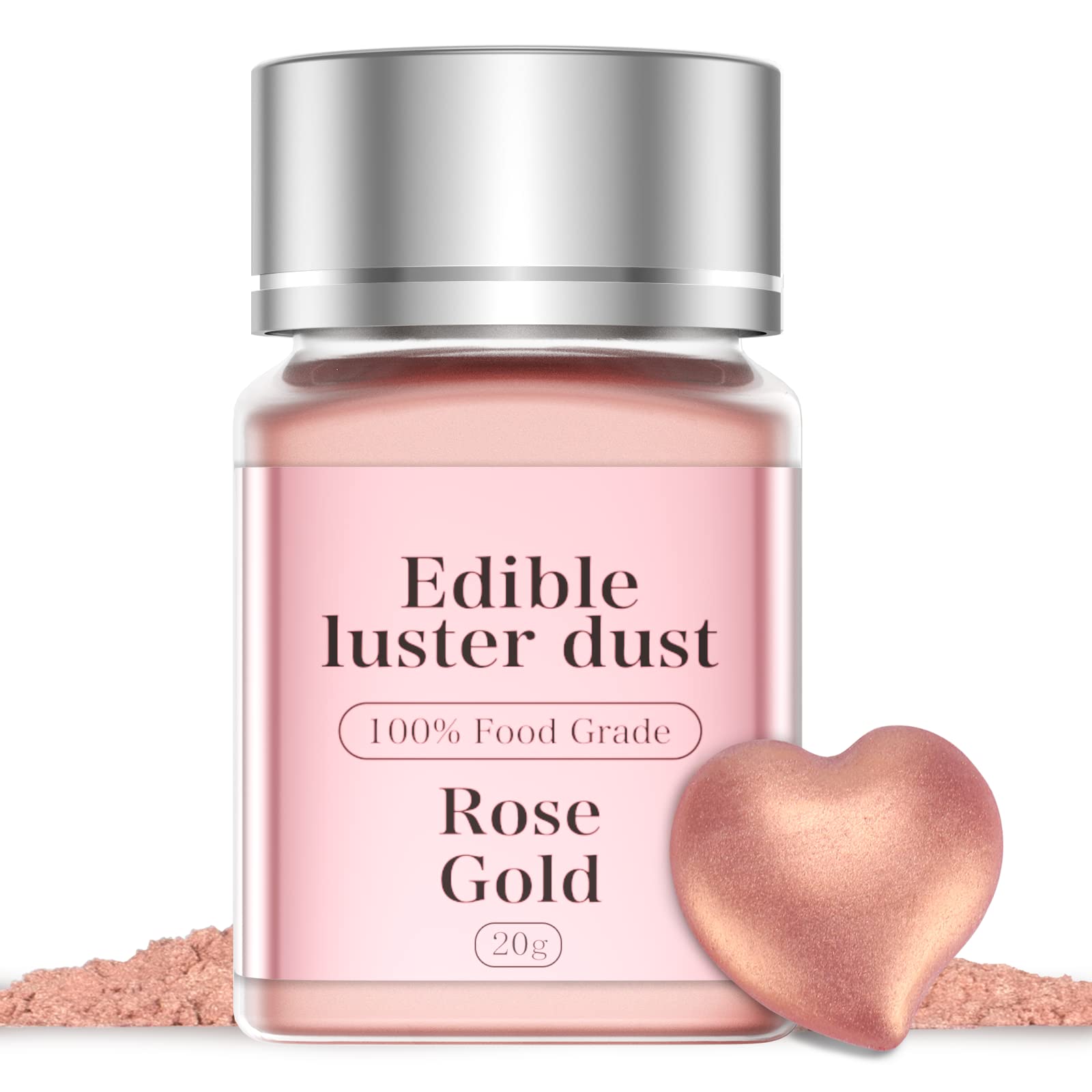 Jelife Rose Gold Edible Luster Dust - 20 grams Food Grade Cake Dust Shimmer  Powdered, Tasteless Edible