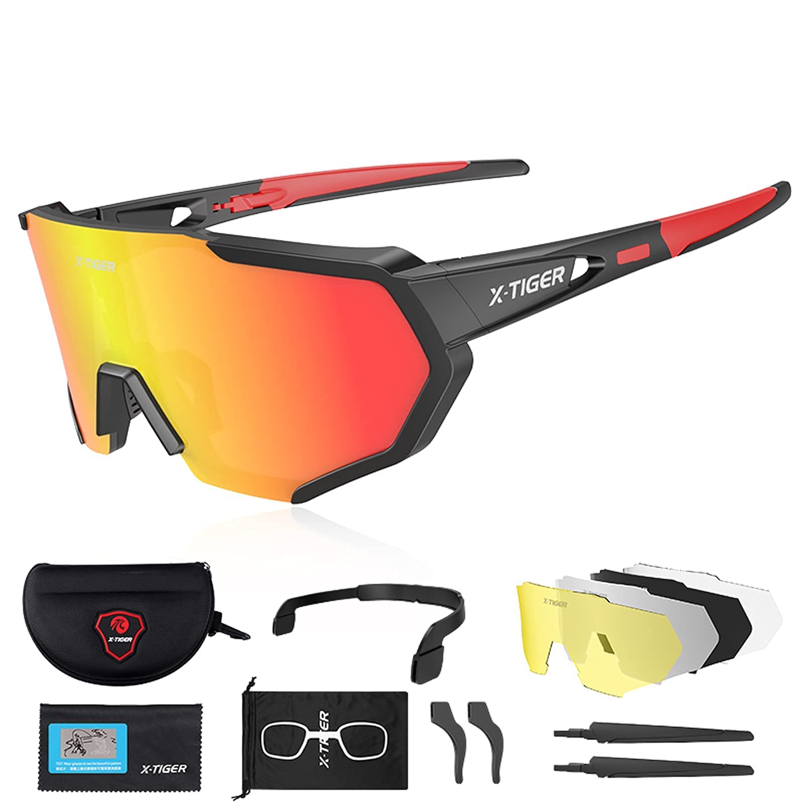 X-TIGER Polarized Sports Sunglasses 3 or 5 Interchangeable Lenses