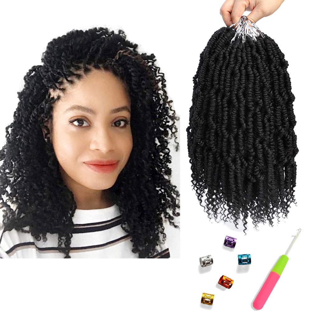 Passion Twist Hair 18 Inch 6 Packs Water Wave Crochet Hair Passion Twists Braiding  Hair Spring Twist Hair Crochet Braids Hair Extension(1B) 