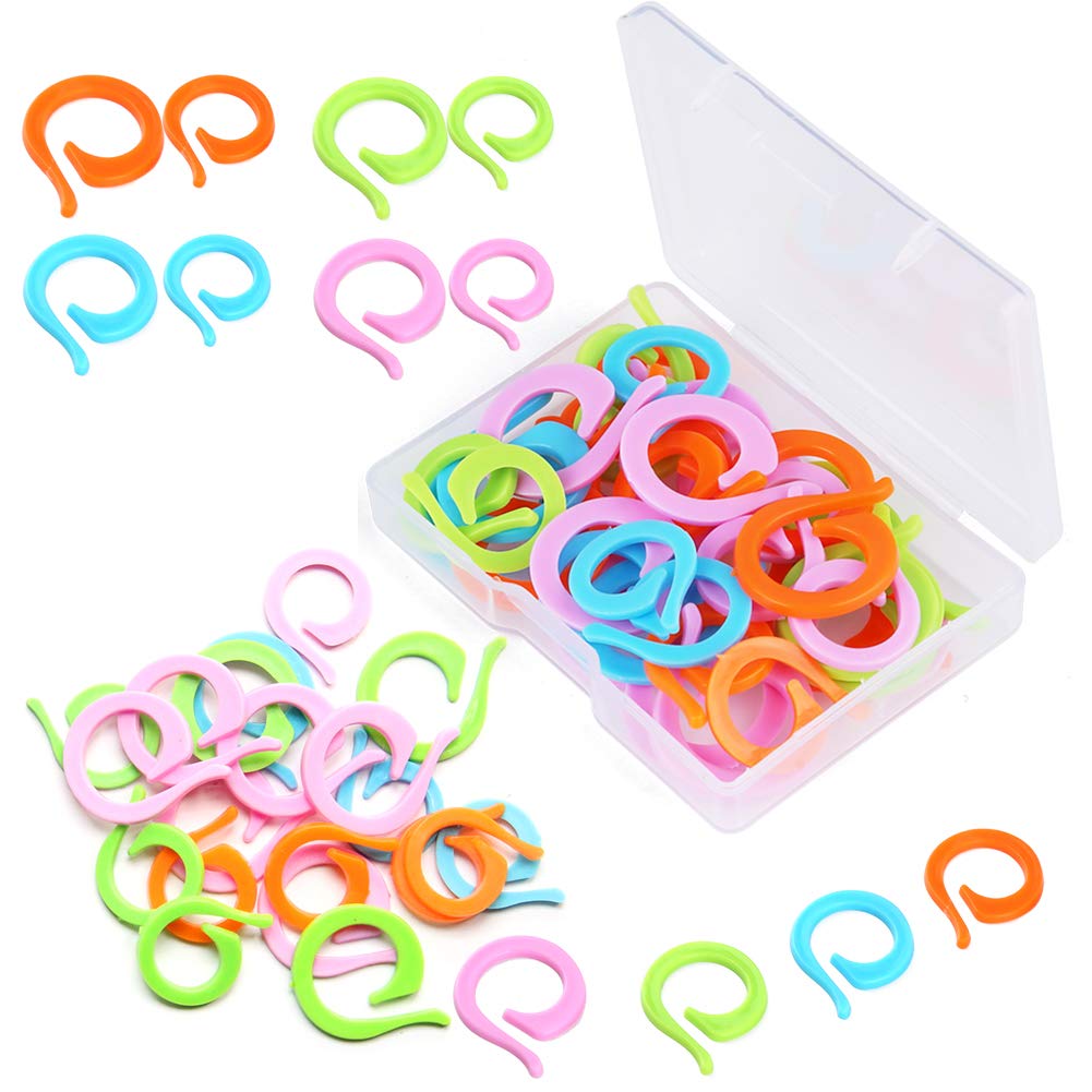 Knitting Crochet Markers with Plastic Box 20 Pcs Small + 20 Pcs Large  Stitch Marker Ring Sewing Accessories for DIY and Handmade Crafts 40 PCS