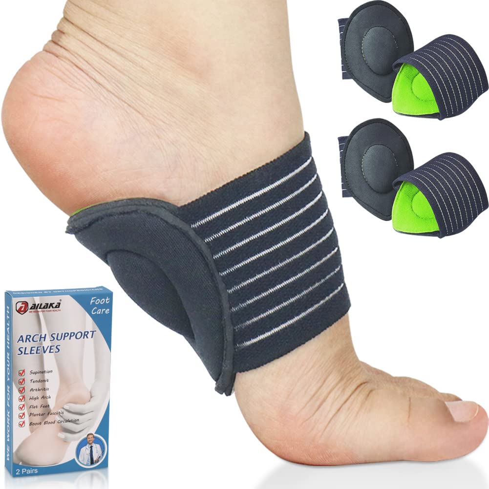 Ailaka 2 Pair Compression Cushioned Arch Support Brace, Plantar