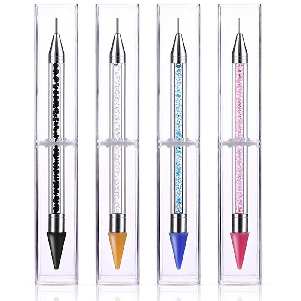  Wax Pencil For Rhinestones,Acrylic Handle Rhinestone  Applicator Double Head Dotting Pen Jewel Rhinestone Picker Tool