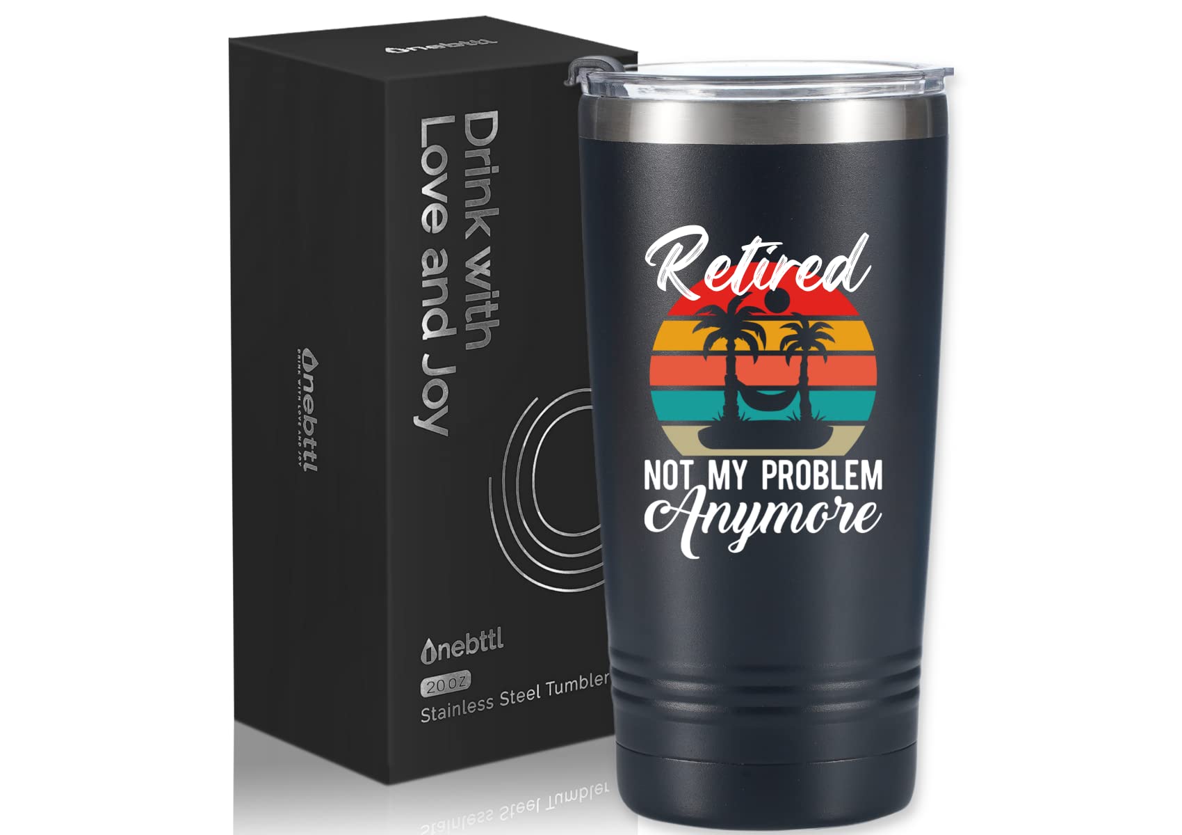 2022 Retirement Gifts for Men, Retired 2022 Not My Problem Stainless Steel  Wine Tumbler, Funny Retirement Gifts for Men Him Office Friends Coworkers  Colleague Teacher Dad Grandpa(12oz, Black) 