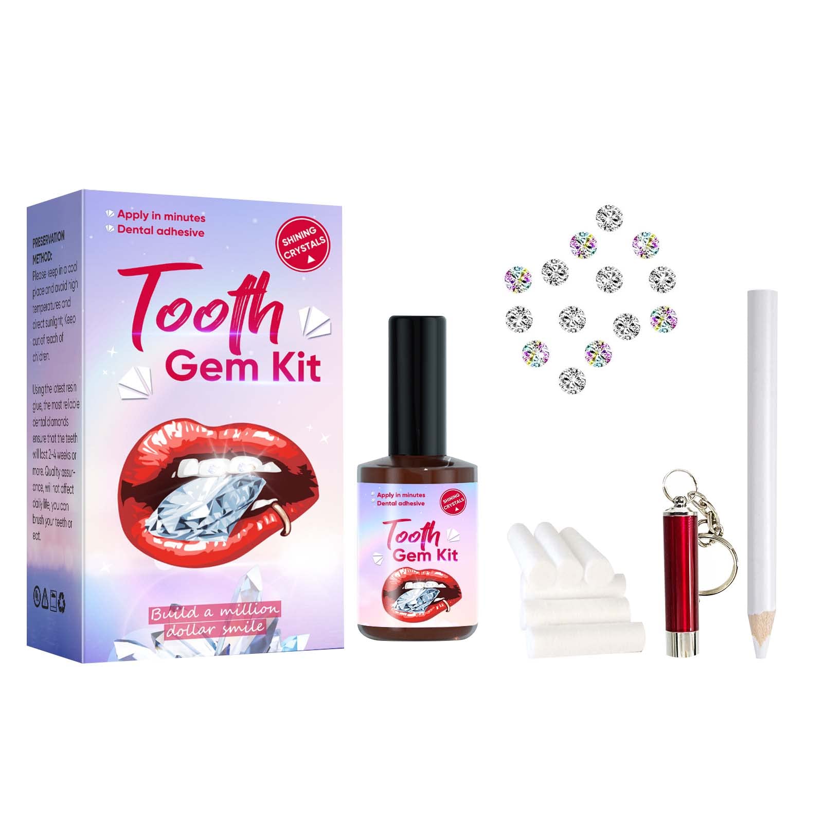 Tooth Gem Kit Fashionable Jewelry Tooth Set with Light and Glue Safe and  Comfortable Tooth Crystal Set for Starter Easy to DIY