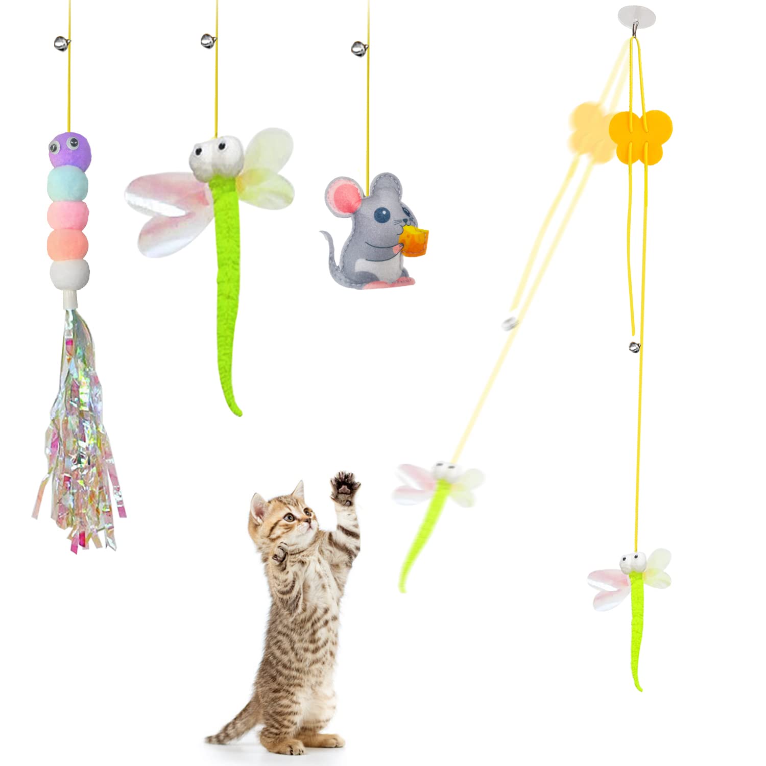 Hanging Cat Toys for Indoor Cats,Kitten Toys 3Pack Retractable Cat Exercise  Toy Rope,Hanging Door