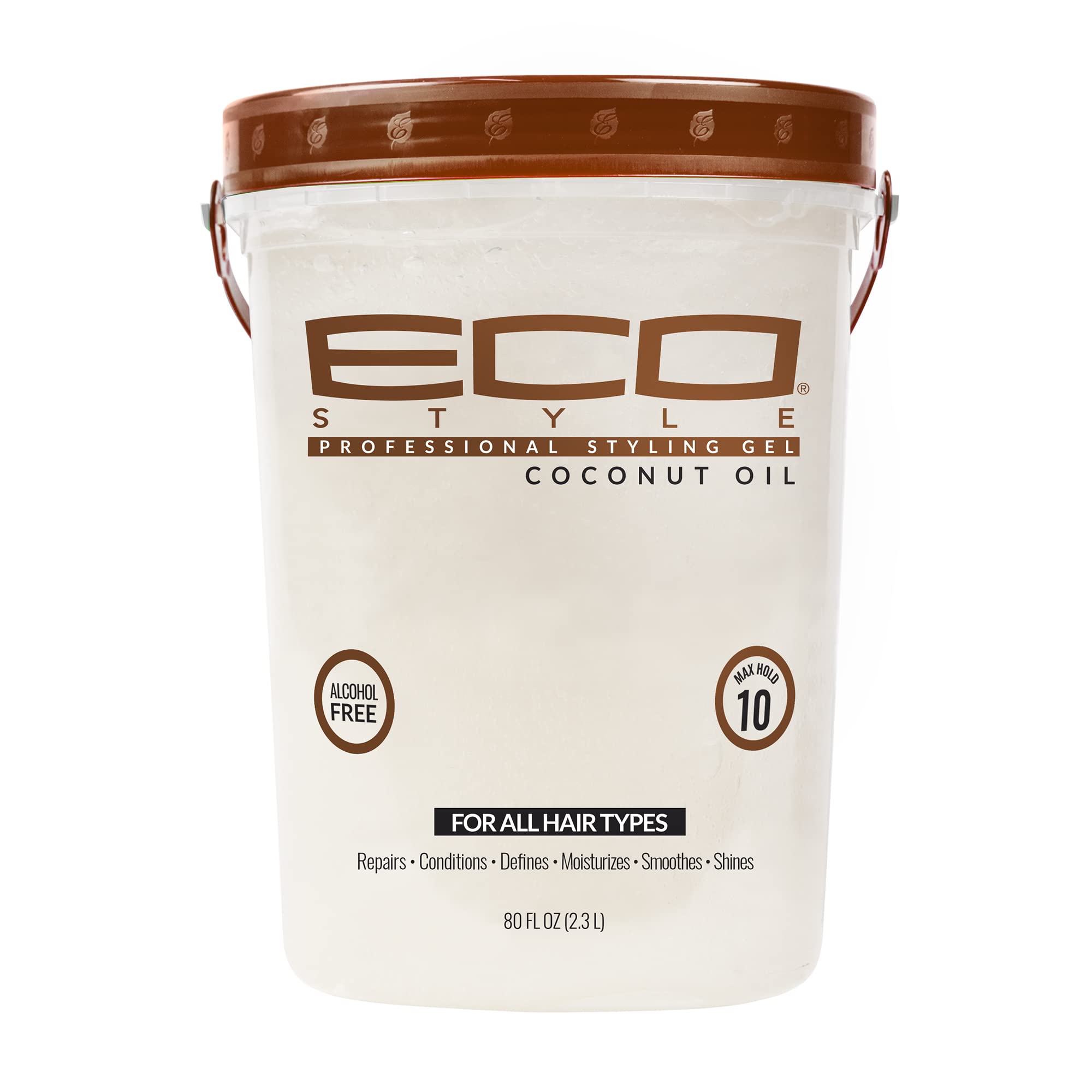 Eco Style Coconut Oil Styling Gel - Adds Luster and Moisturizes Hair -  Weightless Styling and Superior Hold - Prevents Breakage and Split Ends -  Promotes Scalp Health - Ideal for all Hair - 80 oz