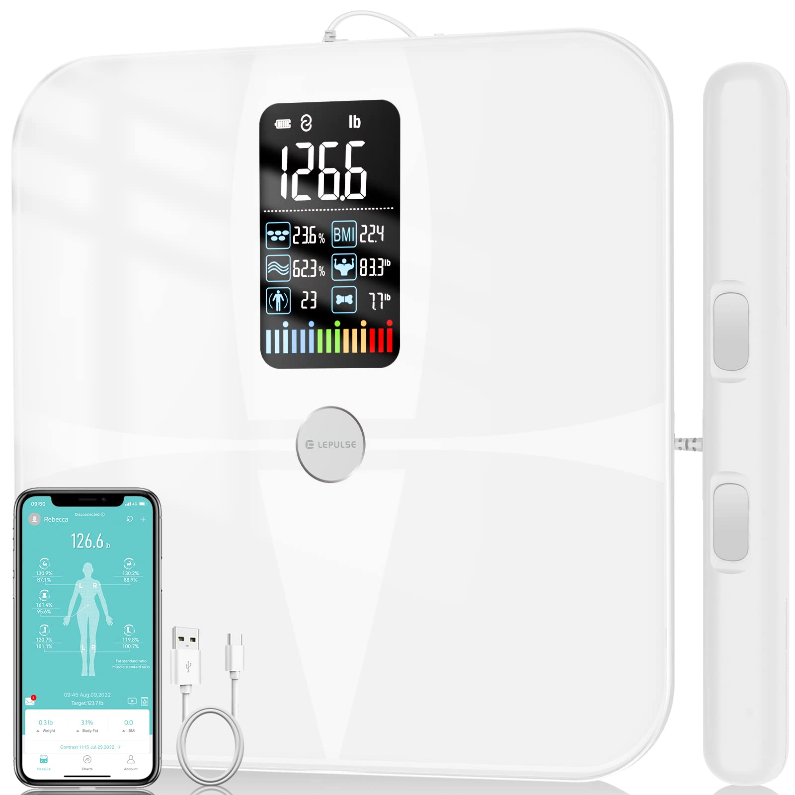 Lepulse Body Fat Scale, Scales for Body Weight and Fat, 8 Electrode Large  Display Smart Scale, Body Composition Monitor, Accurate Digital Bathroom