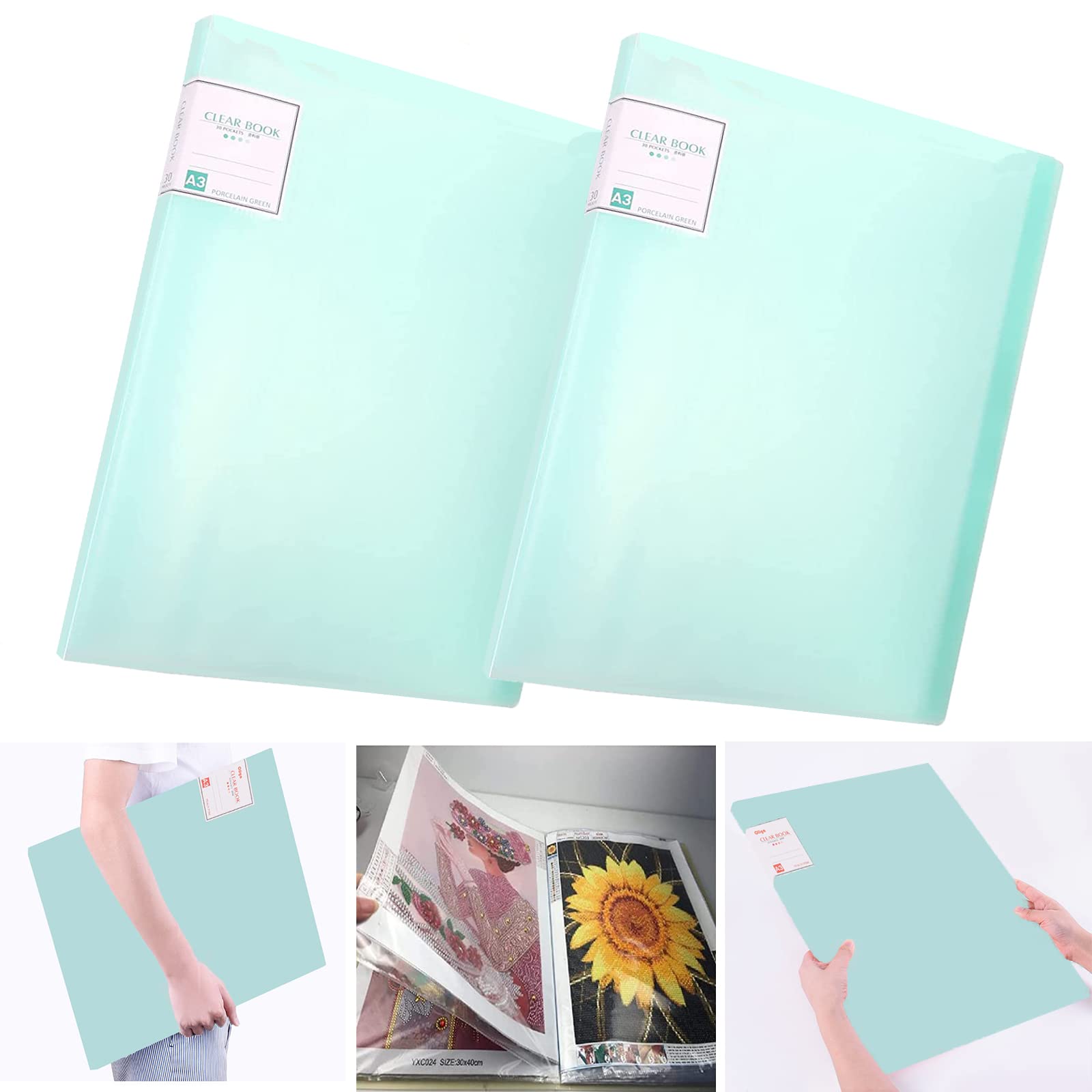  MEGREZ A3 40 Pages Diamond Painting Storage Book, Large  Portfolio Folder for Artwork, Report Sheet, Art Painting Storage Book with  Clear Sleeves, Blue : Arts, Crafts & Sewing