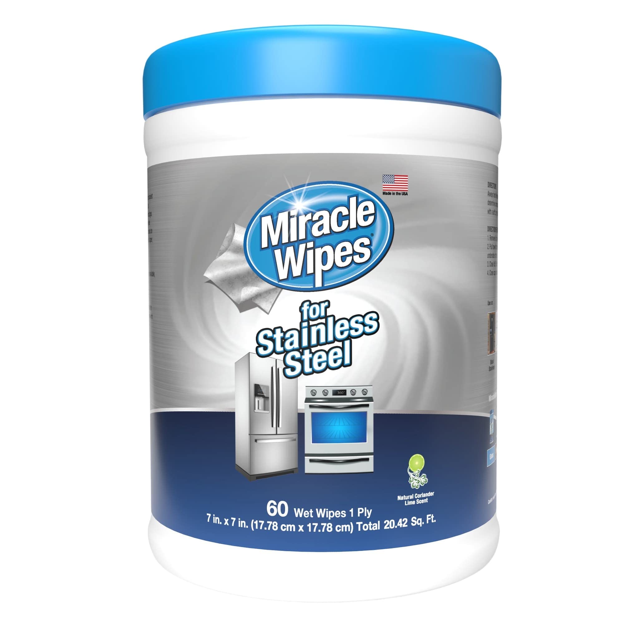 MiracleWipes for Stainless Steel, Cleaner Wipes for Kitchen and Home  Appliances, Including Oven, Refrigerator, Dishwasher, Microwave, Sink,  Hood, and Grill, Removes Fingerprints and Smudges - 60 Count 60 Count (Pack  of 1)