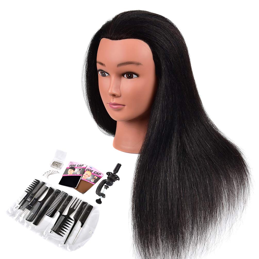 Afro Coarse 100% Real Hair Mannequin Head Hairdresser Training Head Manikin Cosmetology Doll Head Hazel, Women's, Size: One Size