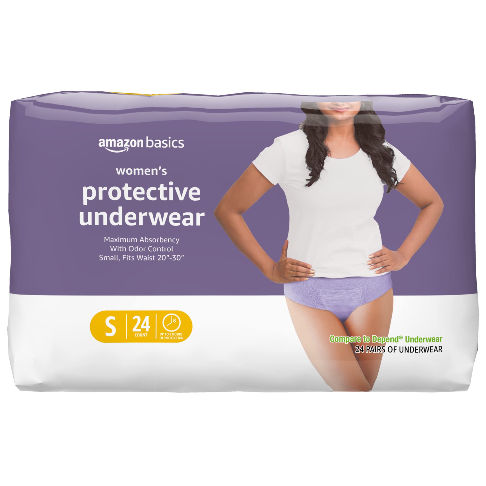 Basics Incontinence & Postpartum Underwear for Women, Maximum  Absorbency, Small, 24 Count, 1 Pack (Previously