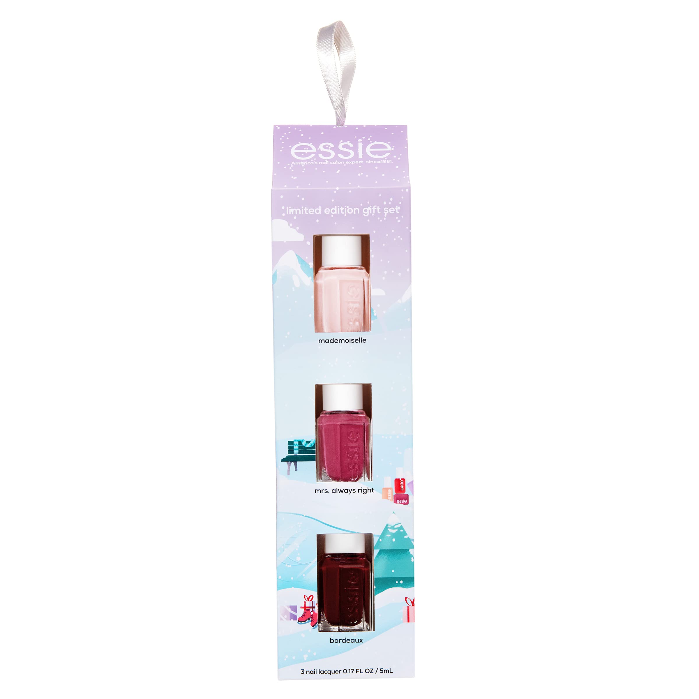 essie New Limited Edition Holiday Mini Gift Set Featuring Nail Color Best  Sellers Mrs. Always Right Mademoiselle & Bordeaux 1 Kit 3 Piece 3 Count  (Pack of 1)