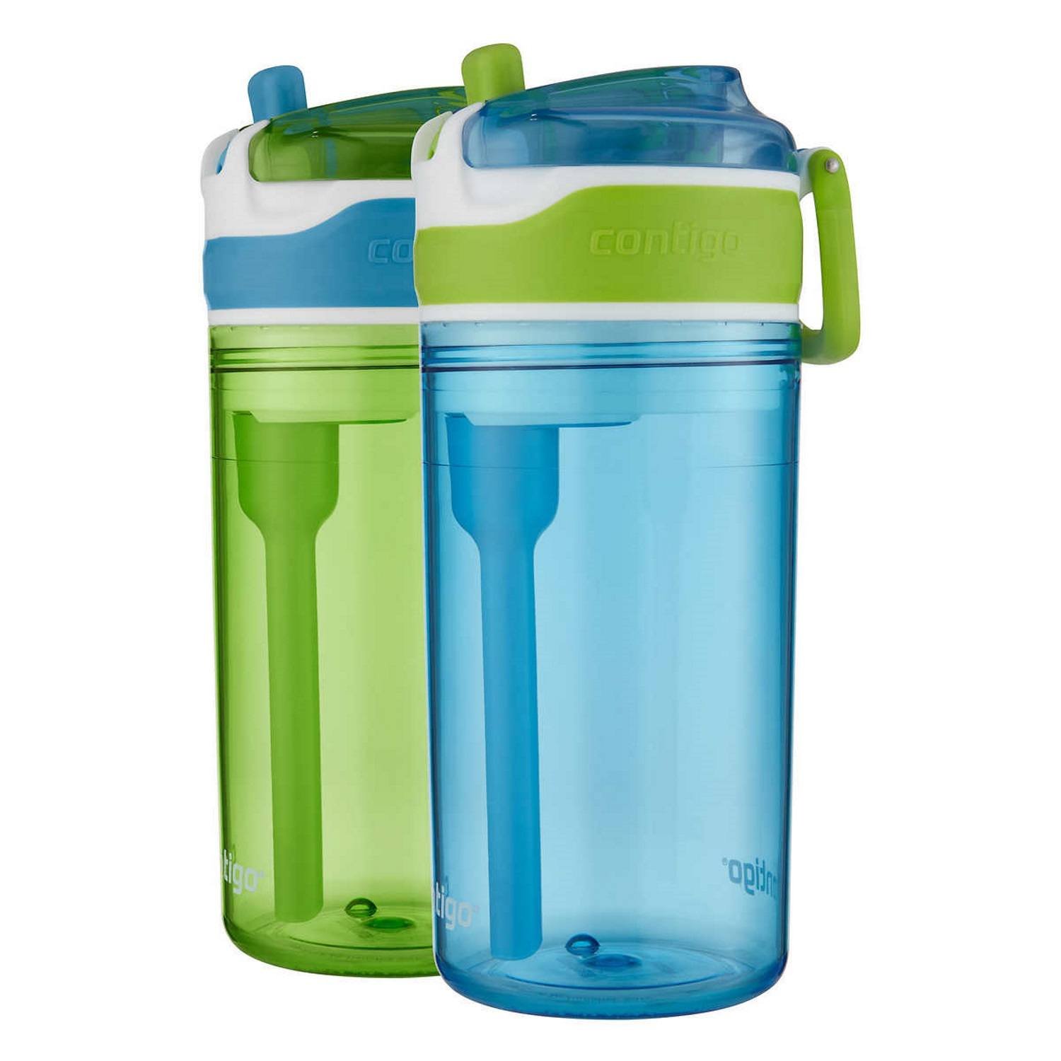 Contigo Kids 2 - in - 1 Snacker Spill Proof Cups 2 Pack Blue and Green