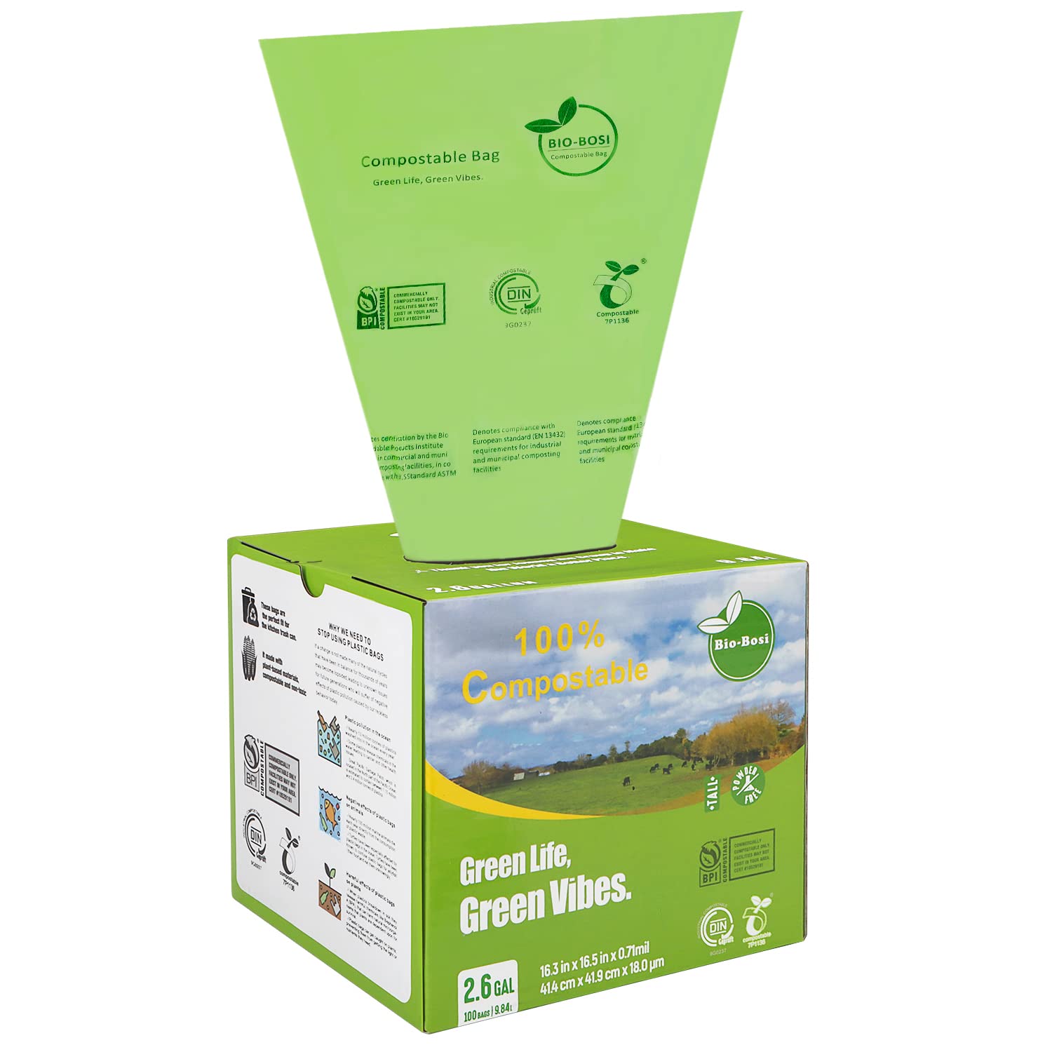 200 Pack] 2.6 Gallon Biodegradable Trash Bags