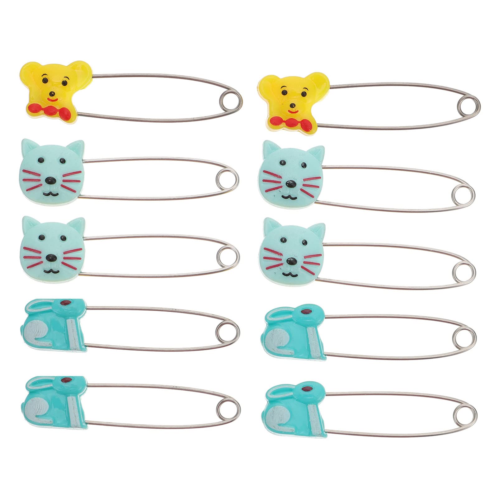Toddmomy 10pcs Animal Safety Pins Stainless Steel Diaper Pins with