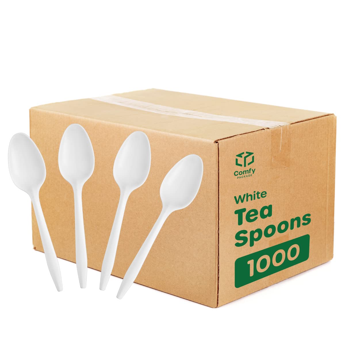 1000 Pack Plastic Tea Spoons Lightweight - White