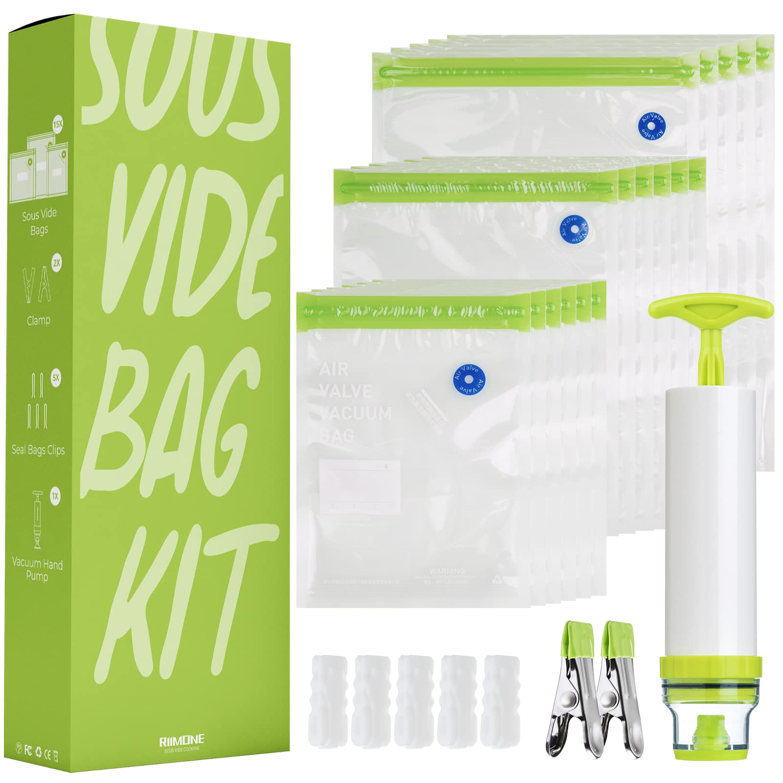 Vacuum Food Storage Zipper Bags Reusable BPA-Free Sous Vide Bags with  Vacuum Hand Pump Fruit Meat Nut Vacuum Sealer Saver Bag