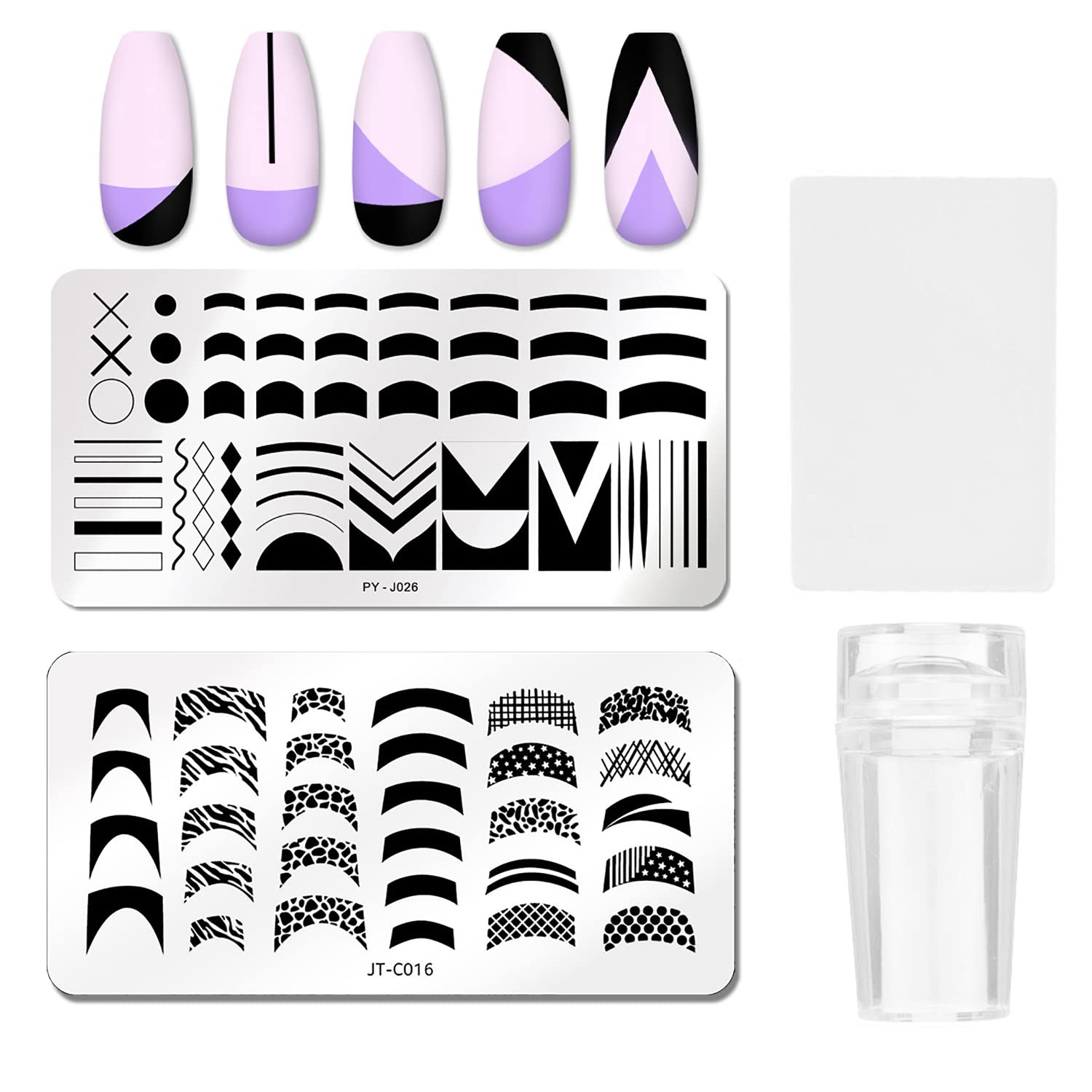 2 Pcs Nail Stamping Plates French Tip Pictures Nail Art Stamping Template  Stainless Steel Nail Design Stencil Tools Nail Design Stamp French Tip  Stamp with 1 French Tip Nail Stamp 1 Scraper