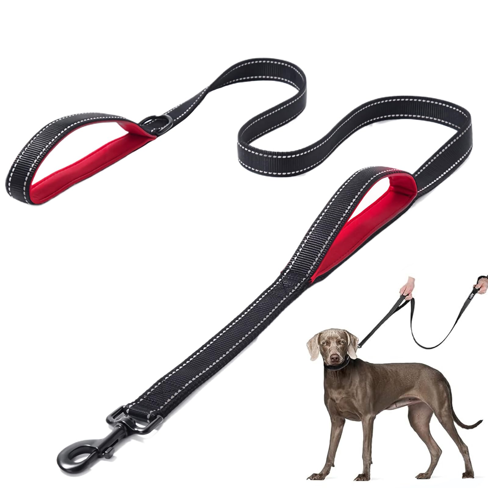 thumbnail interactive-video image 1 of Dog Leash 6 Foot With 2 Handles - Heavy Duty Reflective Lead For Large/Medium Dogs, Training & Walking 1 of 11
