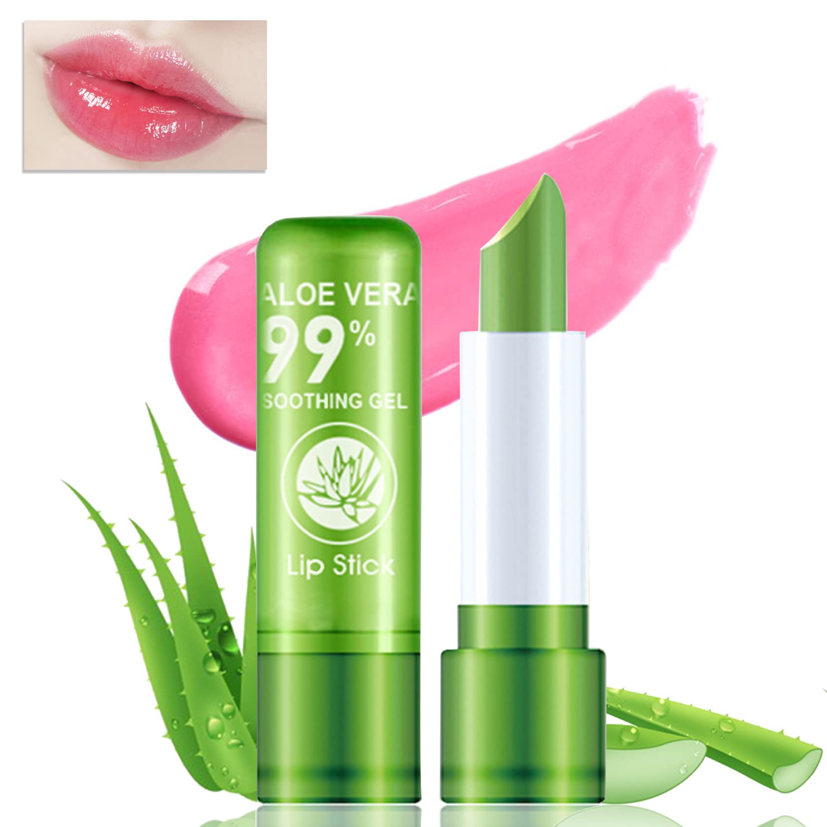 Aloe Vera Lipstick Lip Balm Color Mood Changing Long-Lasting Moisturizing -  UK