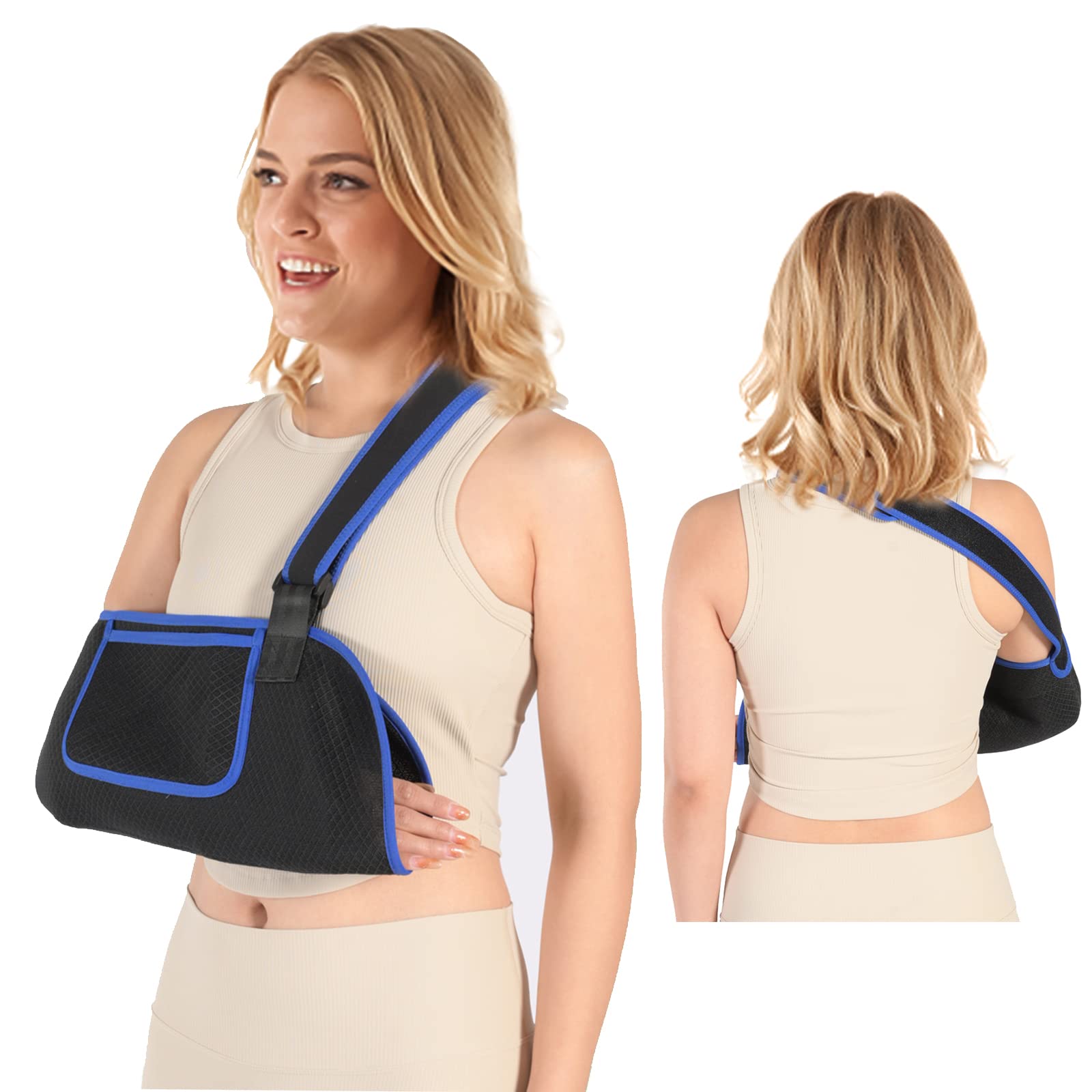 Upgrade Arm Sling for Shoulder Injury Arm Sling Shoulder Immobilizer with  Storage Bag - Blue Left and